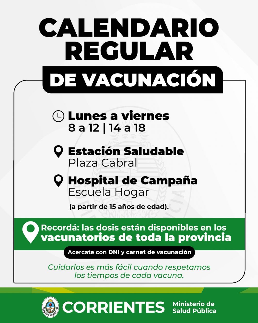 Salud Pública recomienda completar el calendario de vacunación