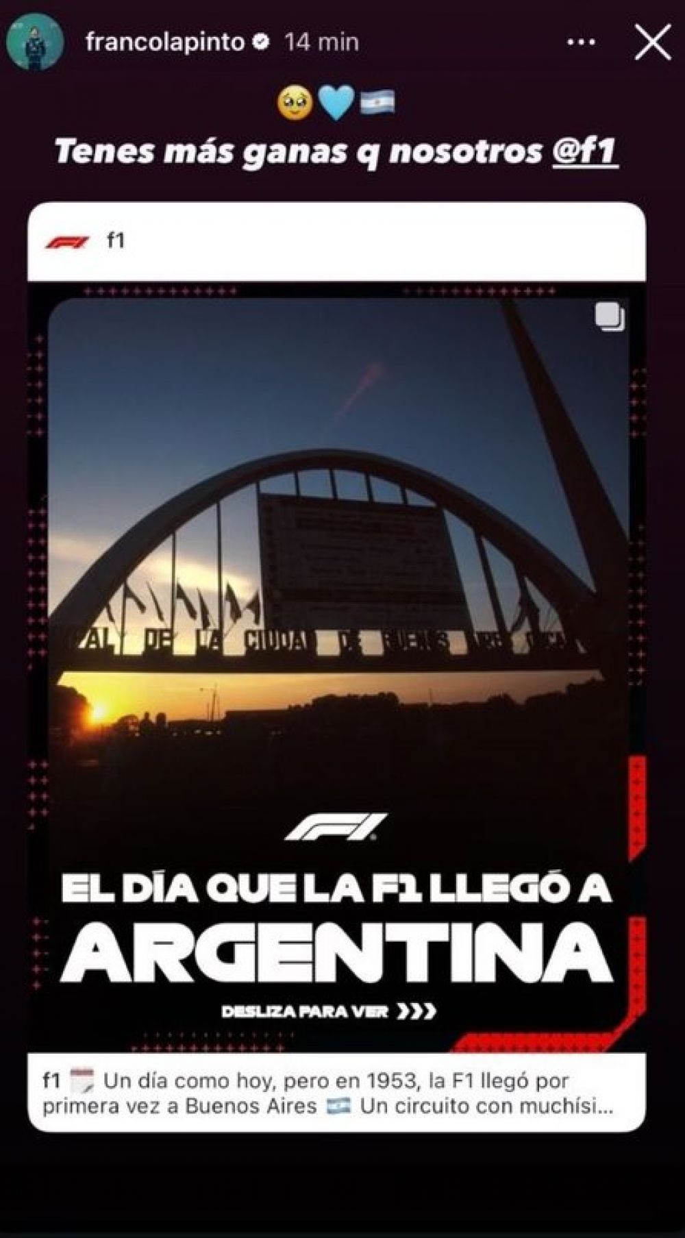 Colapinto sueña con correr F1 en Argentina