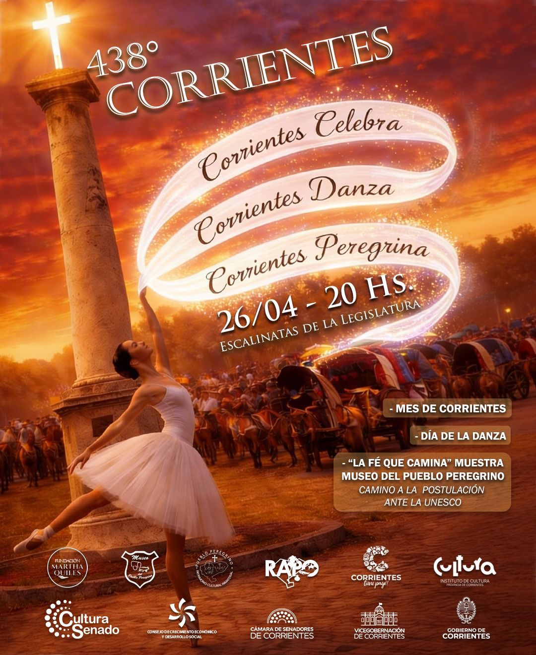 Corrientes celebra su 438° aniversario con danza, fe y cultura en el Palacio Legislativo