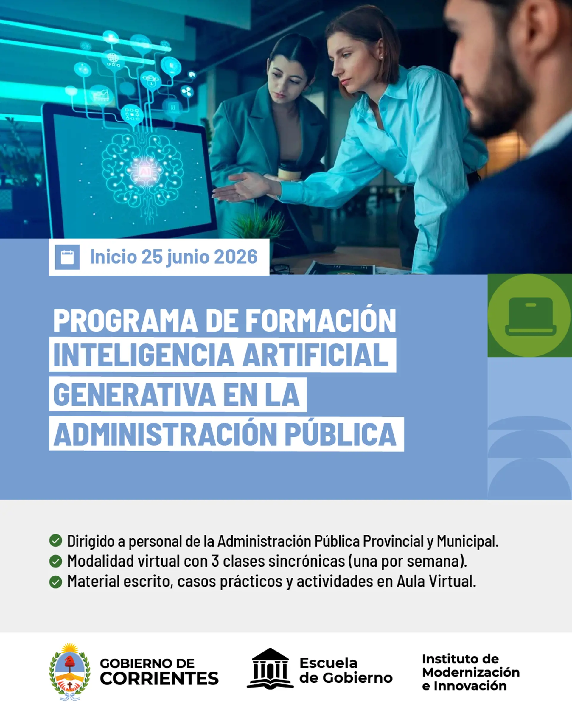 El Gobierno de Corrientes lanza programa de formación en Inteligencia Artificial Generativa