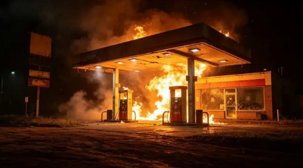 Voraz incendio en una estación de servicio provocó un corte total de la RN 14